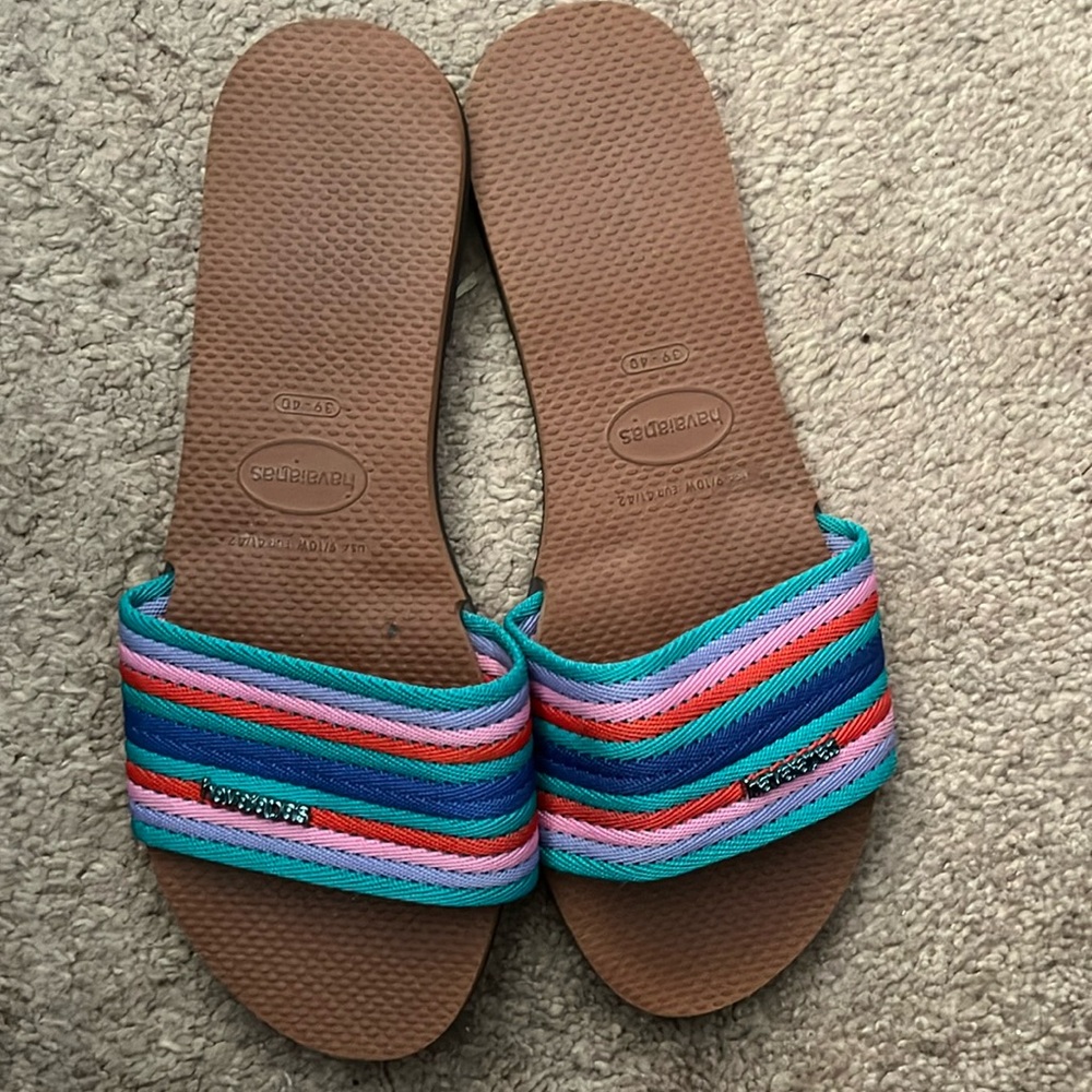 Havaianas multi color slides size 9/10 women's sandals